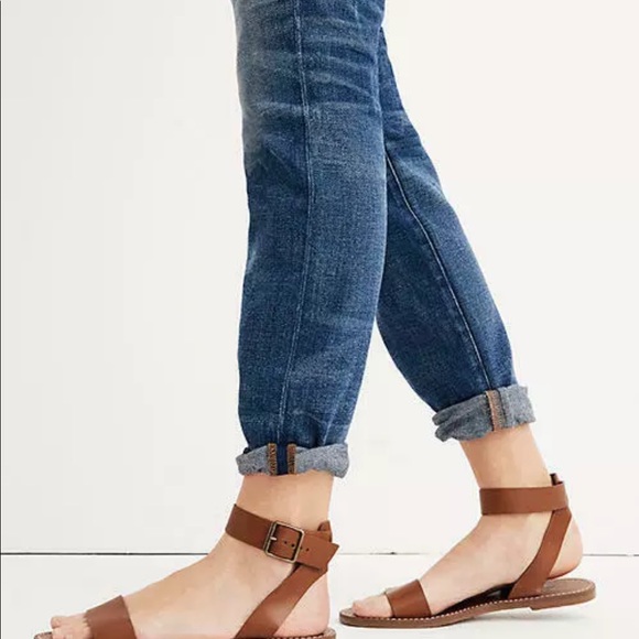 Madewell Boardwalk Ankle Strap Sandal Leather Cognac brown size 7.5 Women’s EUC - Picture 2 of 11